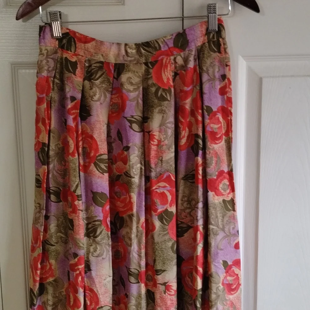 Vintage floral pleated maxi skirt Pendalton size 8 festival - Picture 10 of 11